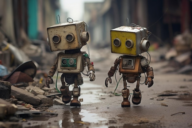 Robots abandonnés dans la ville de Saint-Pétersbourg