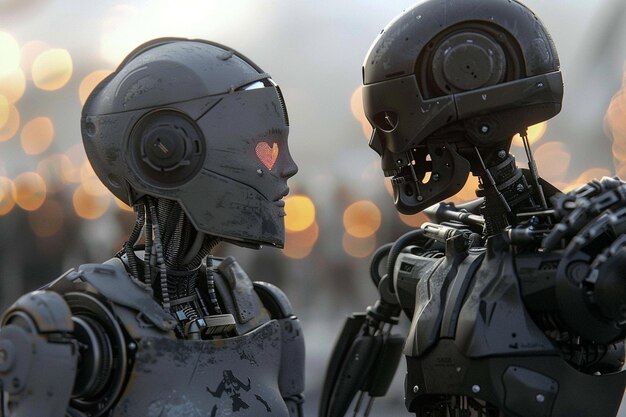 Des robots et des activistes humains luttant pour l'égalité des droits