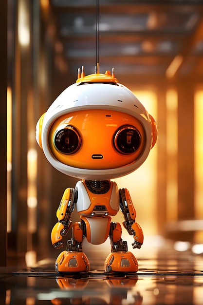 robots android mignons armée de robots de couleur orange intelligence numérique concept d'intelligence artificielle