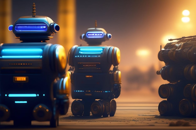 Robots dans une rue avec le mot robot sur le devant.