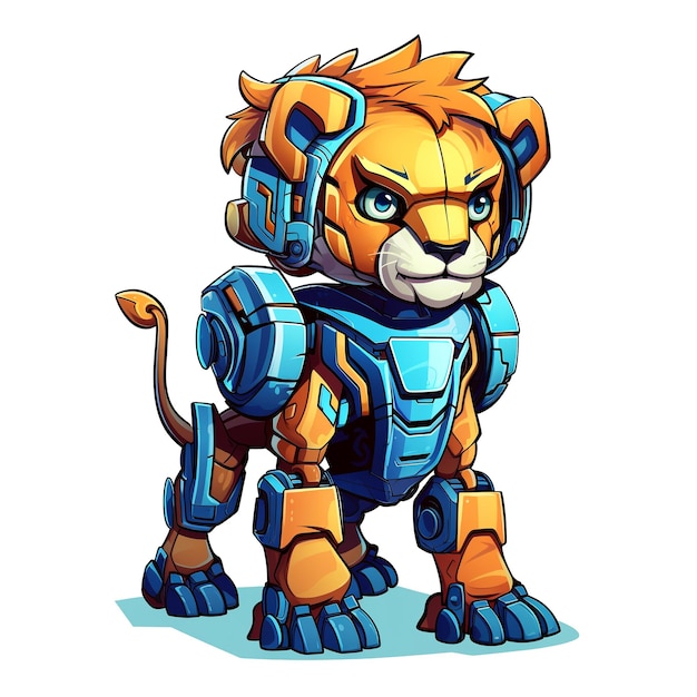 Robots de lion de dessin animé TShirt Sticker généré par l'IA