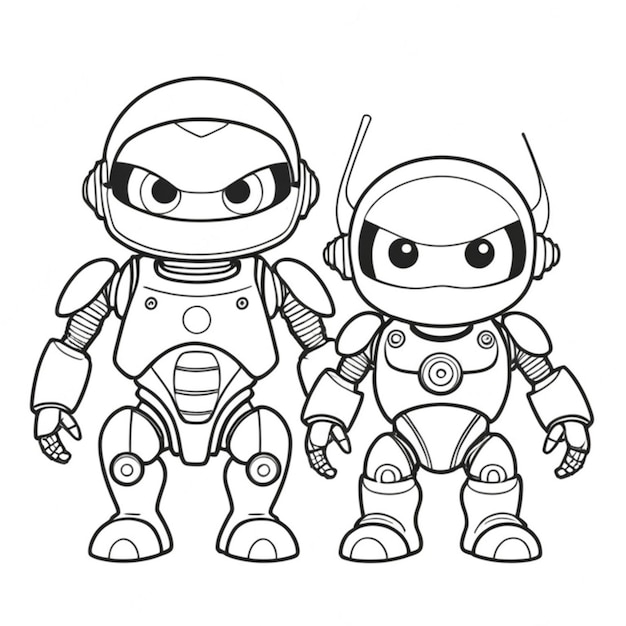 Les robots ninja sont des objets d'art à fond blanc.