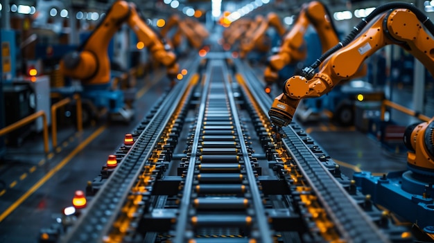 Des robots travaillent sur des courroies transportatrices dans une usine