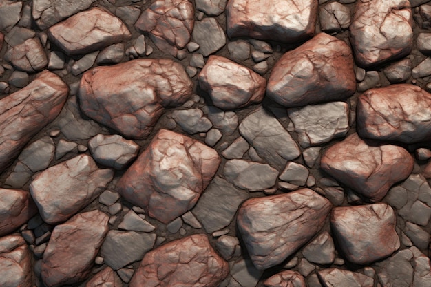 une roche brune avec une bande rouge dessus