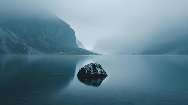 un rocher dans l'eau avec un rocher Dans l'eau