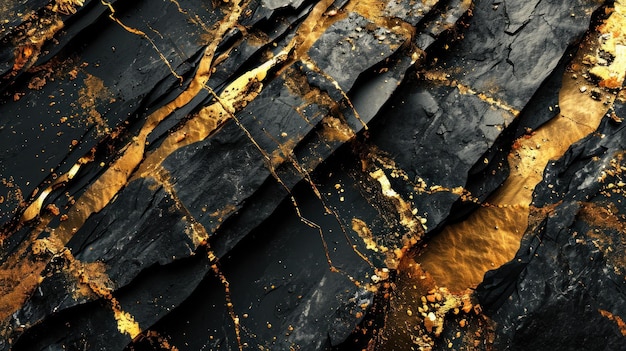 Un rocher noir et doré