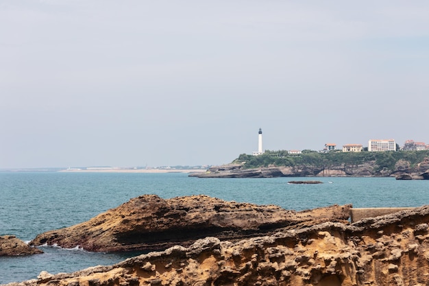 Rocher de la Vierge roches dépassant de la mer Biarritz Pays Basque Français