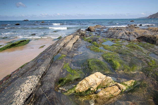 Rochers sur la plage de Picon, Loiba, Galice, Espagne