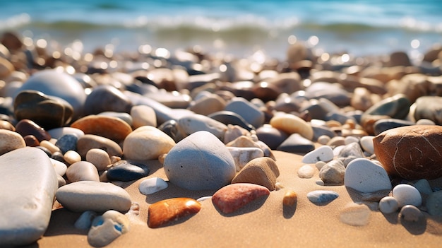 Roches naturelles et pierres sur fond de découpe au sol de plage