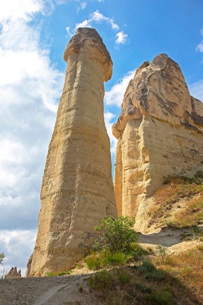 Roches volcaniques et falaises calcaires dans la vallée de la Cappadoce Turquie Tourisme et voyages Géologie et érosion des sols