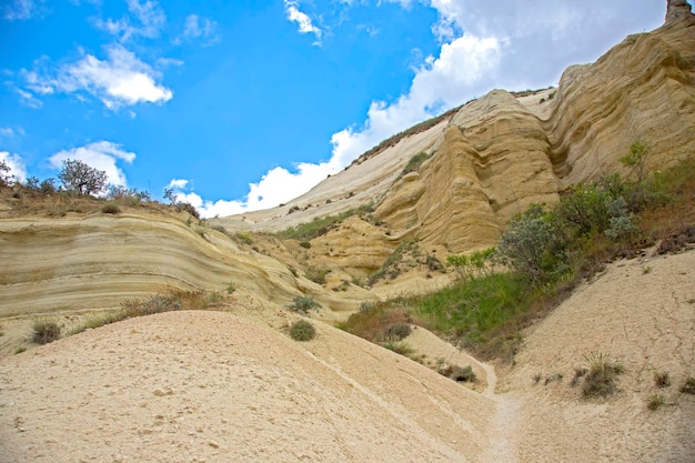 Roches volcaniques et falaises calcaires dans la vallée de la Cappadoce Turquie Tourisme et voyages Géologie et érosion des sols