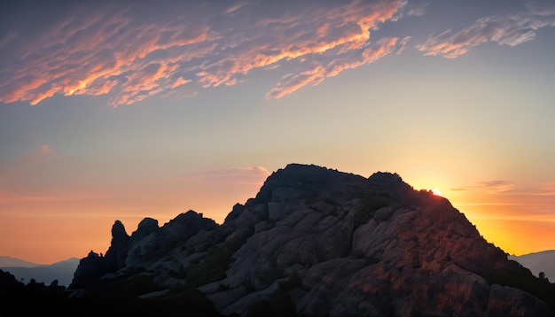 Rocky Mountain et fond de coucher de soleil