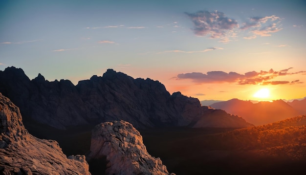 Rocky Mountain et fond de coucher de soleil