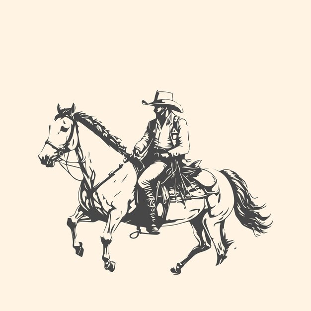 Photo rodeo western cowboy vintage illustration dessinée à la main
