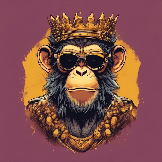 Photo le roi des singes porte une couronne et des lunettes de soleil.