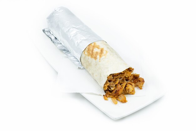 Rollo de shawarma avec solo carne de pollo