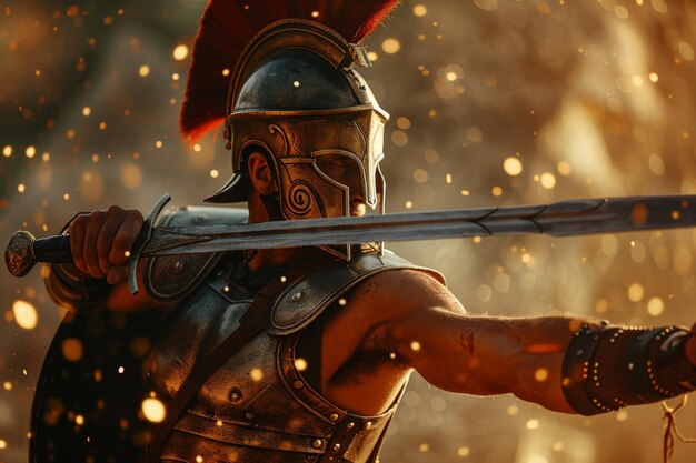 Photo les romains chevalier guerrier en armure troupes anciennes