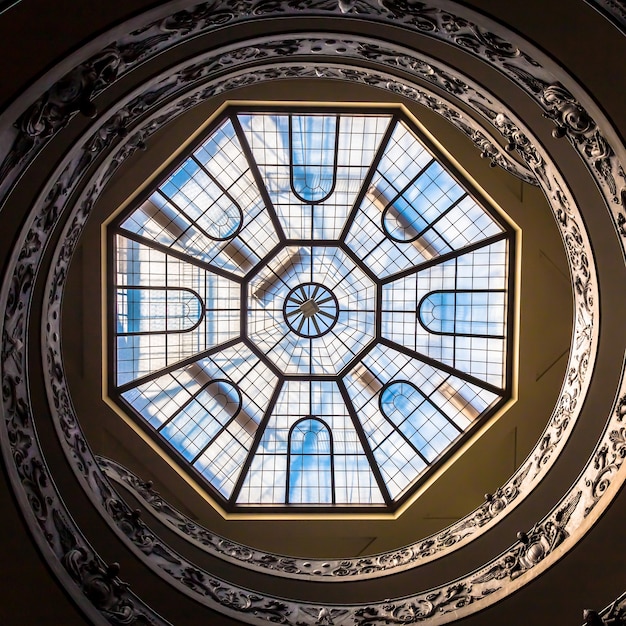 Photo rome, italie - circa septembre 2020 : le célèbre escalier en colimaçon à double hélice réalisé par giuseppe momo en 1932. musée du vatican.