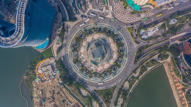 Rond-point à Macao, vue aérienne du rond-point à Macao