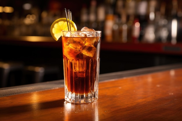 Root beer reposant sur un comptoir de bar