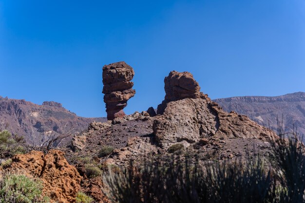 Roque Cinchado vu de derrière dans la zone naturelle du Mont Teide à Tenerife Îles Canaries