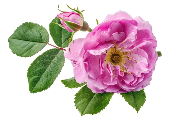 Rosa de Damas Rose fleur isolée sur fond blanc avec chemin de coupe Rosa damascena Rosa