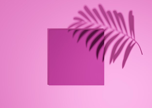 Rose 3D minimal simple vue de dessus plat laïc produit affichage fond podium stand ombre de feuille de palmier