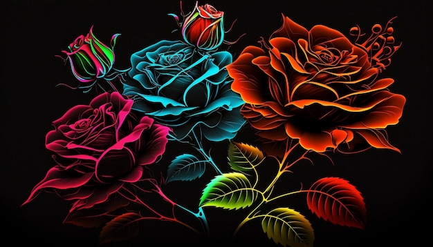 Rose avec amour belle fleur d'amour fond de fleurIA générative