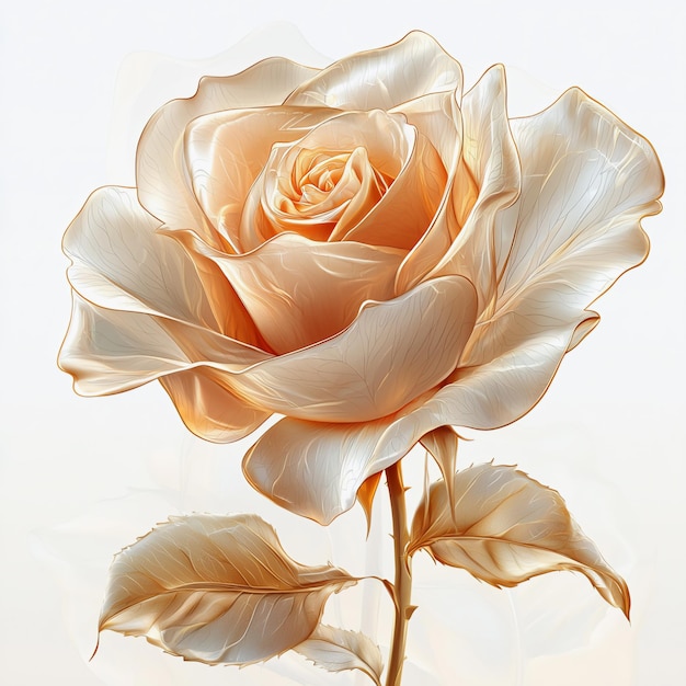 Une rose beige douce représentée dans une illustration vectorielle avec des détails complexes