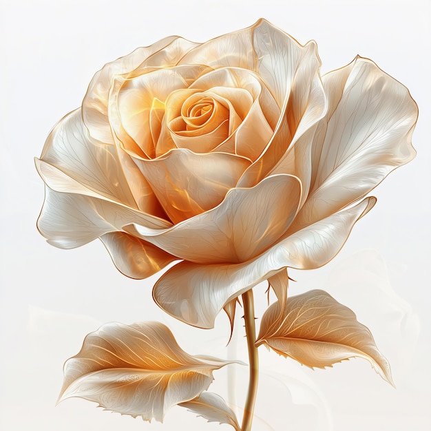 Une rose beige douce représentée dans une illustration vectorielle avec des détails complexes