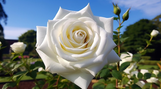 rose blanche contre le ciel AI générative