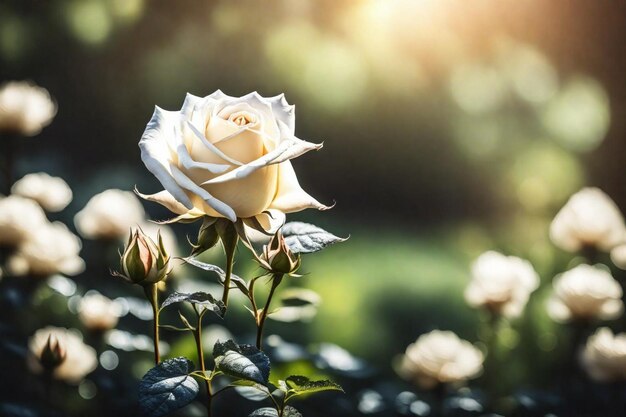 Photo une rose blanche avec le nom l dessus