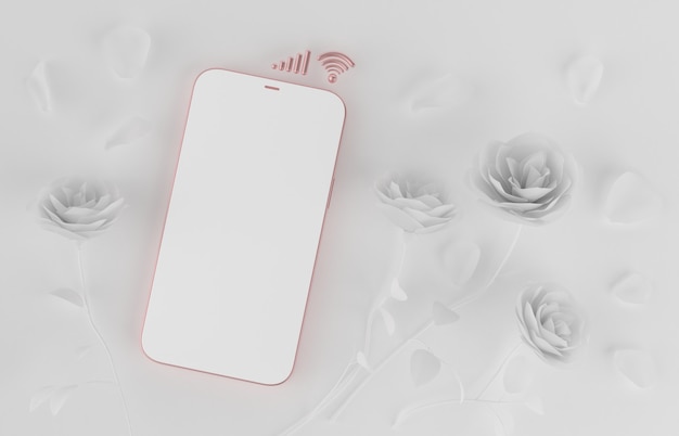 Rose blanche smartphone rose