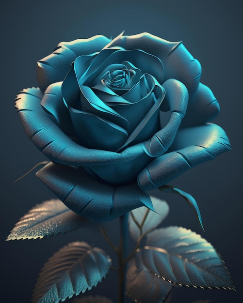 Rose bleue sur une illustration de fond bleu foncé