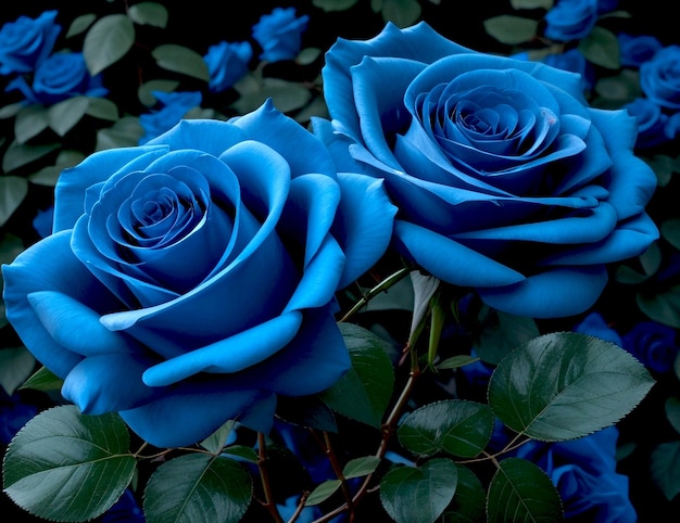 une rose bleue avec les mots bleu dessus