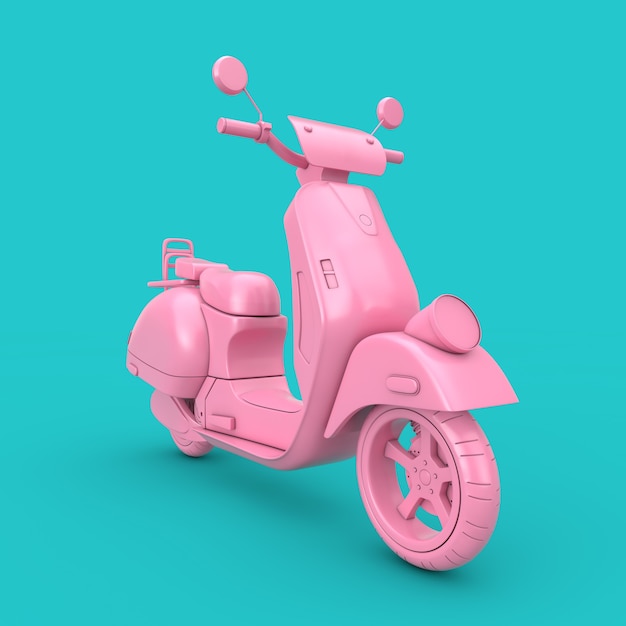 Rose Classic Vintage Retro ou Scooter électrique Duotone sur fond bleu rendu 3D