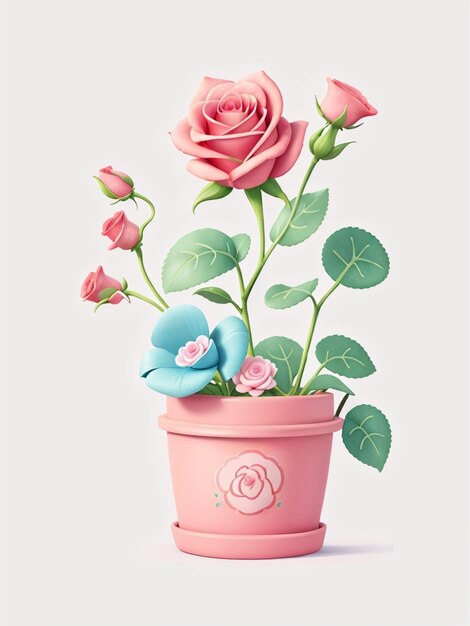 Une rose dans un bassin 3D