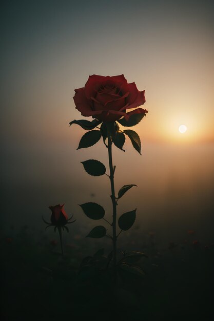 Une rose dans le brouillard