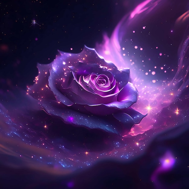 Photo une rose dans la galaxie