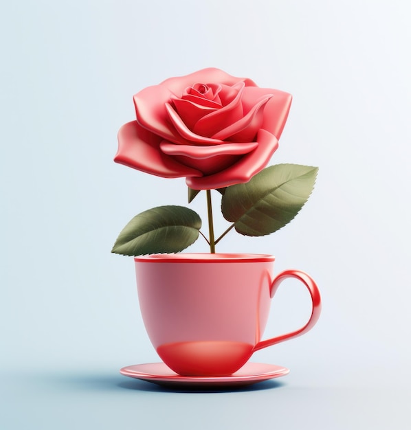 Photo une rose dans une tasse.