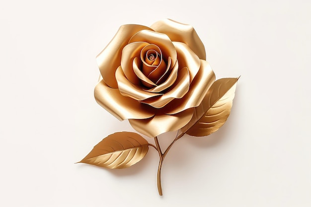 Une rose dorée faite de pétales de papier élégante et brillante