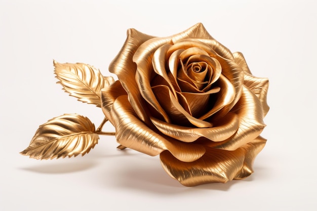 Photo une rose dorée fleurissant avec élégance sur une surface blanche ou claire png arrière-plan transparent