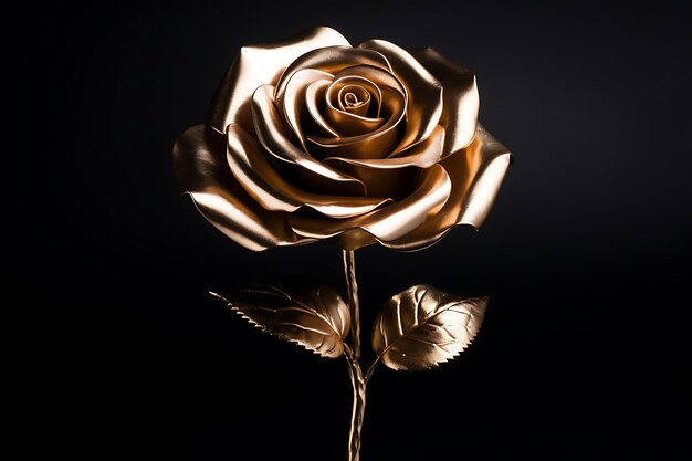 Photo une rose dorée isolée sur un fond noir rose dorée rose orée rose dorée