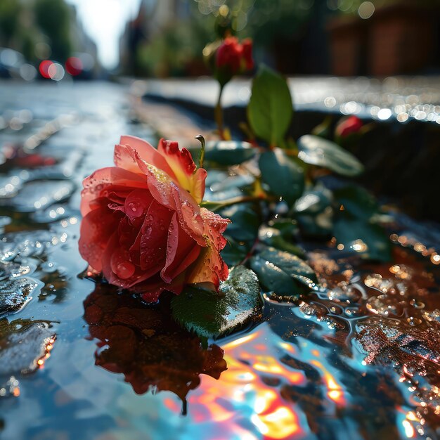 Photo rose avec de l'eau de pluie le papier peint hd le plus étonnant et le plus populaire