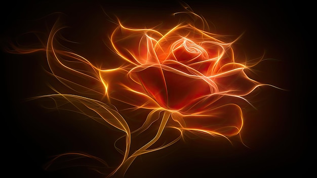 Photo une rose éclatante énigmatique dans un spectacle de lumière abstraite et ardente