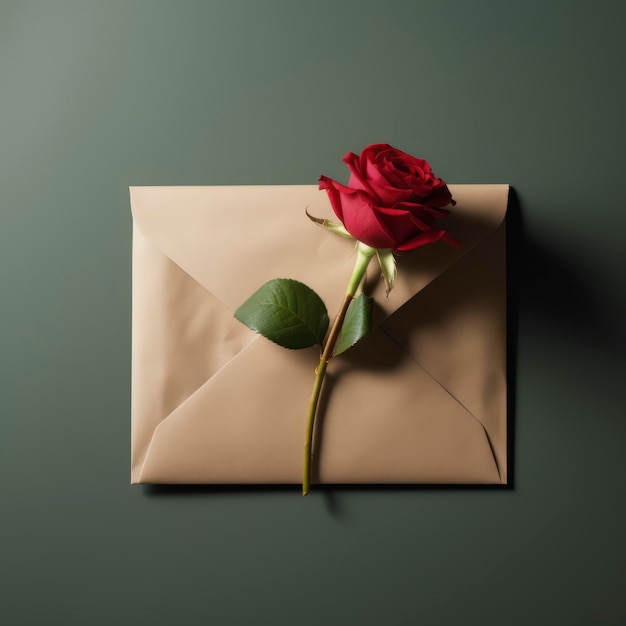 une rose et une enveloppe