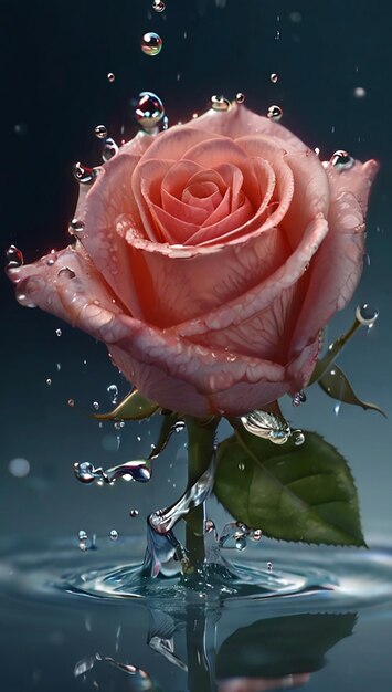 Une rose faite d'eau hyper réaliste HD