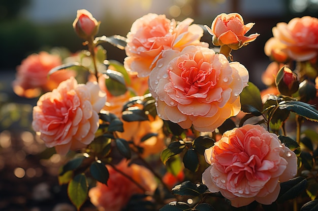 Rose de jardin de fleurs d'été en gros plan