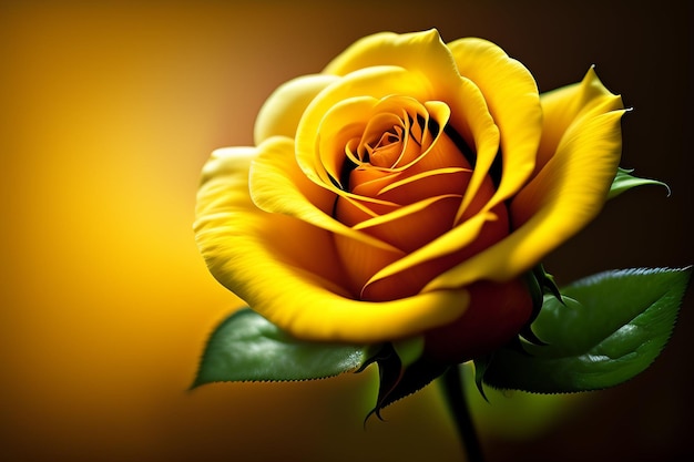 Une rose jaune est au centre de cette image.