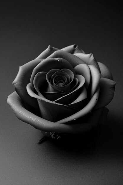 Une rose noire Des gouttes d'eau